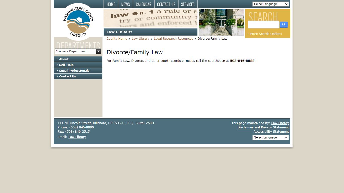 Divorce/Family Law - Washington County, Oregon
